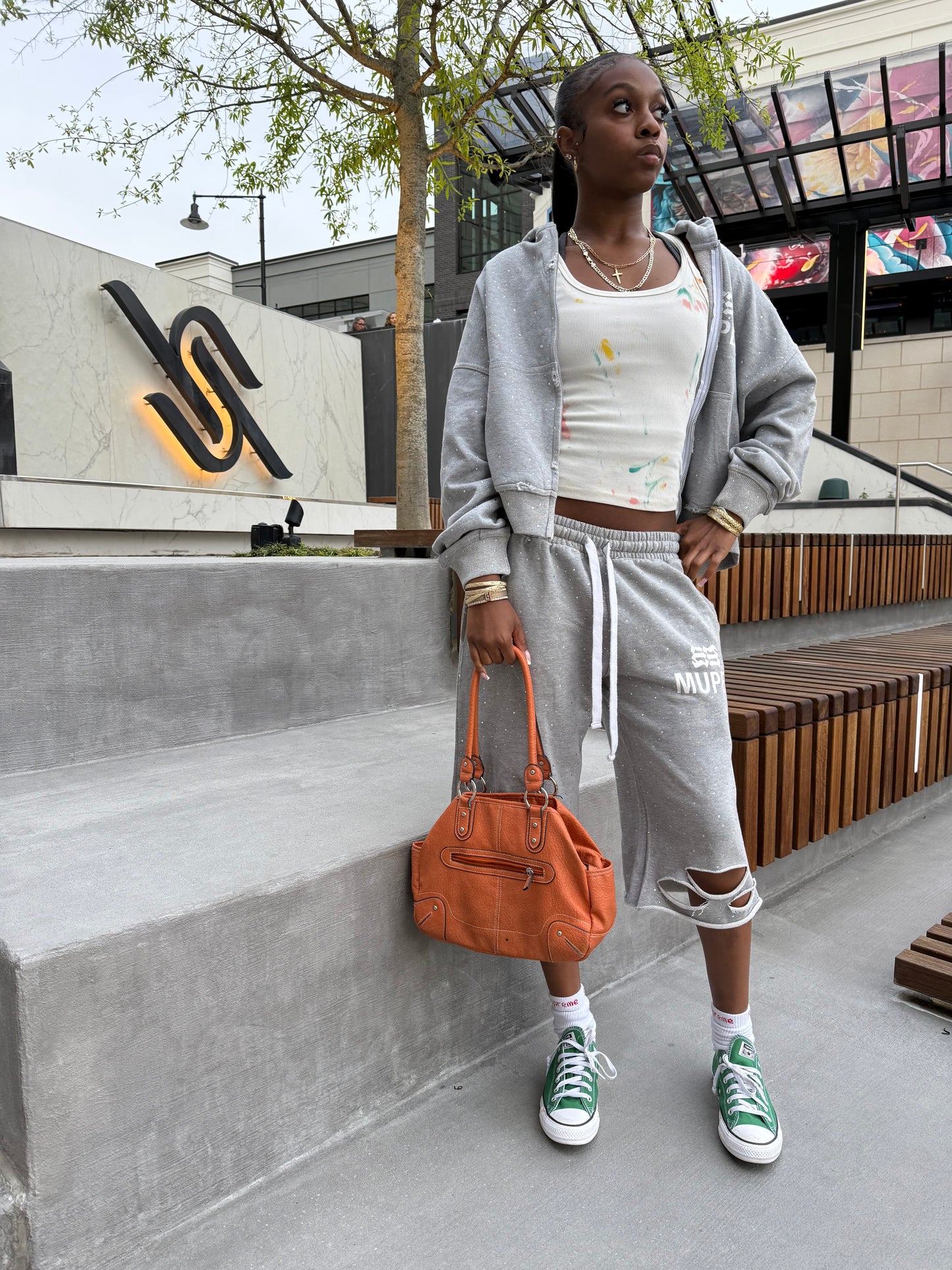 “COOL NIGHT” Grey Sweatsuit/Shorts