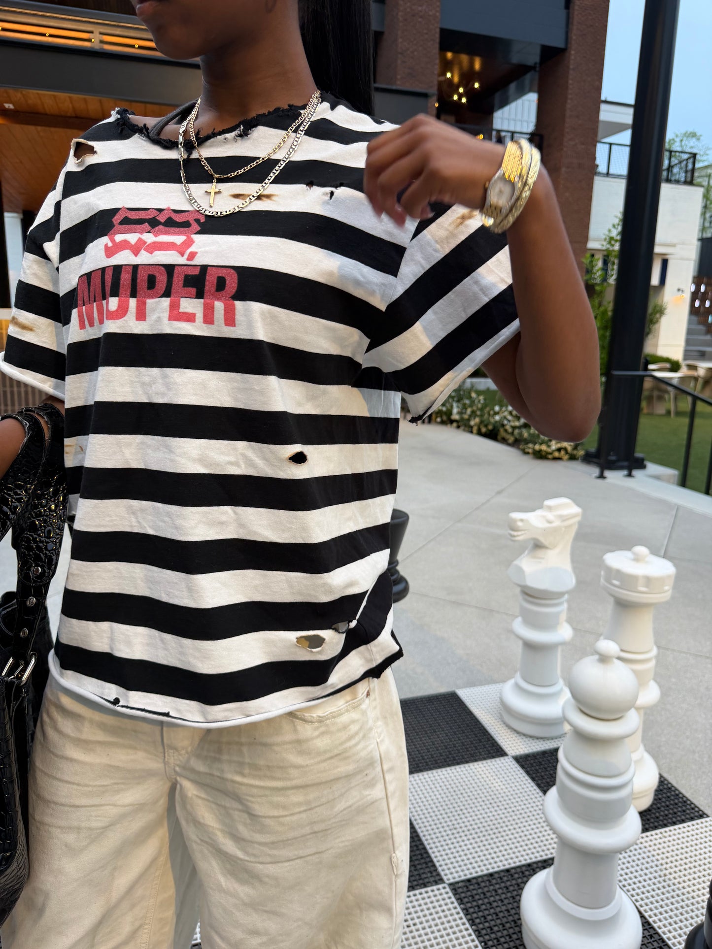 BURNOUT STRIPE TEE
